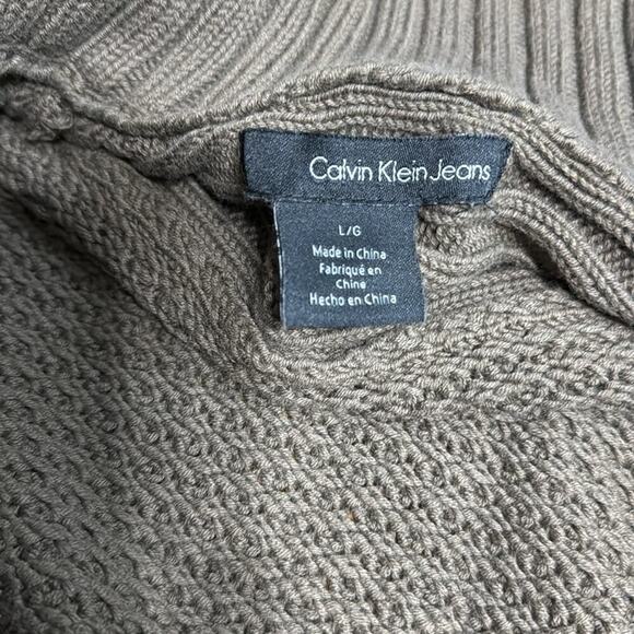 Calvin Klein Jeans Olive Green Collared Cardigan Sweater Size L - Picture 5 of 6